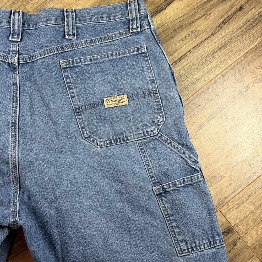 Y2K Wrangler Carpenter Shorts Mens 38 Blue Denim Cargo Work Utility Baggy Loop